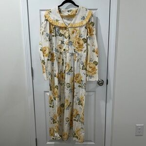 Vintage Unbranded Yellow Floral Maxi Dress XL